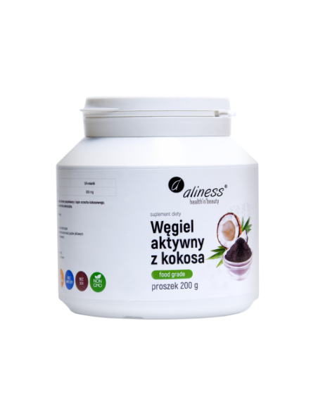 Węgiel z kokosa proszek - 200g -  Aliness