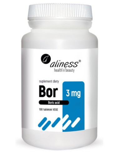 Bor (kwas borowy) 3mg - 100 tabletek - Aliness
