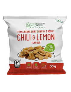 Chipsy z bobu chili z cytryną - 60g - Greenergy