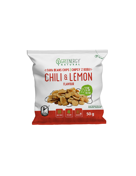 Chipsy z bobu chili z cytryną - 60g - Greenergy