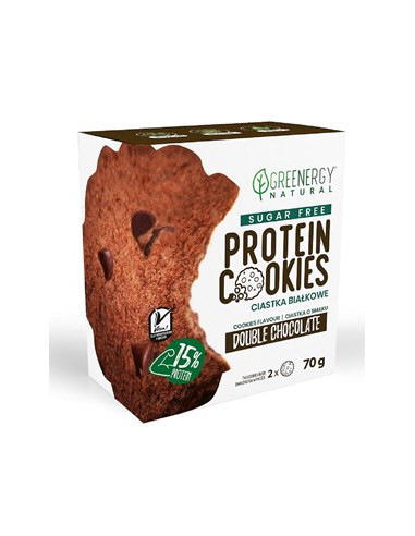 Ciastka proteinowe podwójnie czekoladowe bez cukru 2 sztuki - 70g - Greenergy