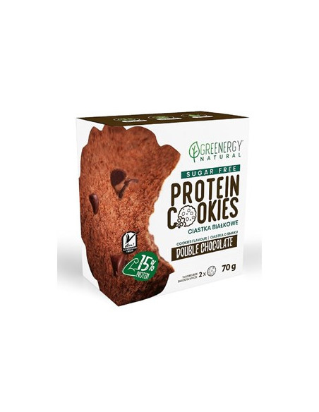 Ciastka proteinowe podwójnie czekoladowe bez cukru 2 sztuki - 70g - Greenergy