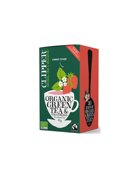 Herbata zielona z truskawką bio - 20x2g - Clipper