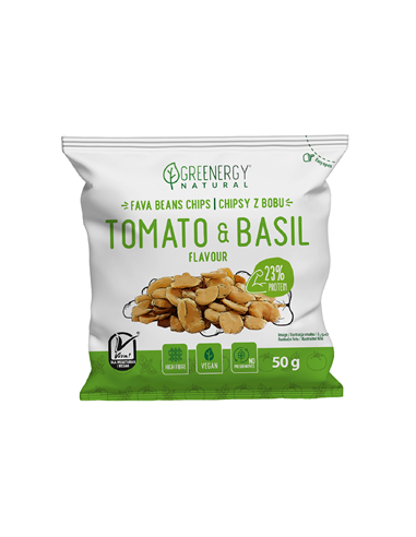 Bób prażony o smaku pomidora i bazylii - 50g - Greenegry