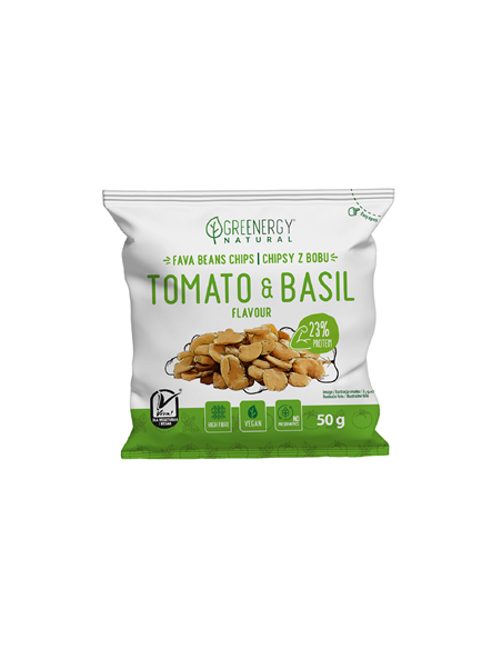Bób prażony o smaku pomidora i bazylii - 50g - Greenegry