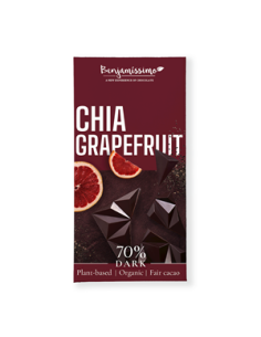 Czekolada gorzka chia-grejpfrut bezglutenowa BIO - 60g - Benjamissimo