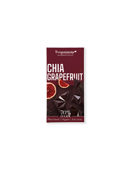 Czekolada gorzka chia-grejpfrut bezglutenowa BIO - 60g - Benjamissimo