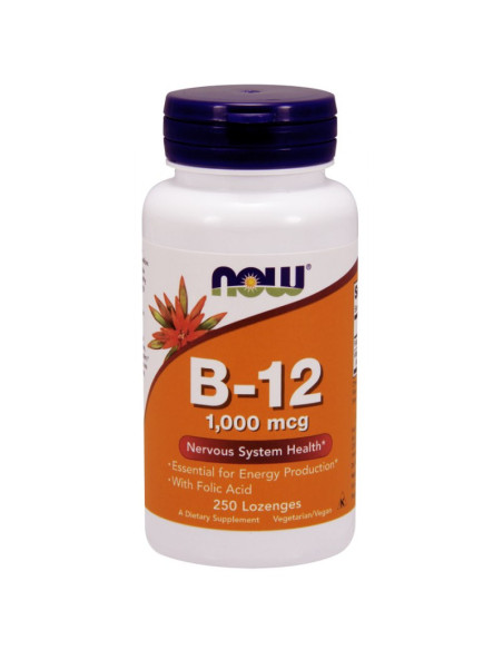 Witamina B12 1000mcg i kwas foliowy 100mcg do ssania - 250tabl - Now Foods