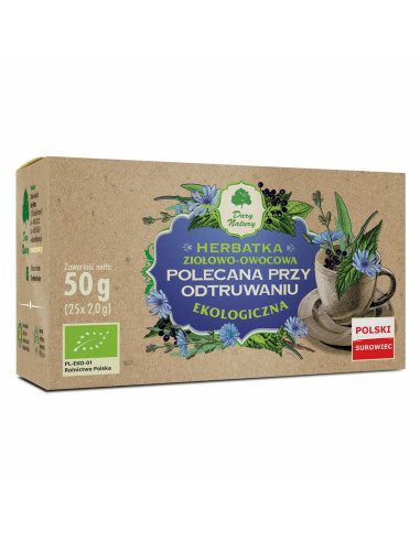 Herbatka owocowo-ziołowa polecana przy odtruwaniu ekologiczna - 25x2g - Dary Natury