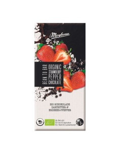 Czekolada gorzka z kawałkami truskawki i czarnym pieprzem Bio - 100g - Meybona