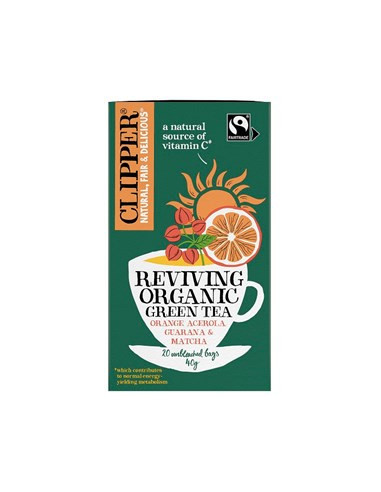 Herbata zielona z acerolą, guaraną i matchą Ożywienie Bio - 20x2g 40g - Clipper