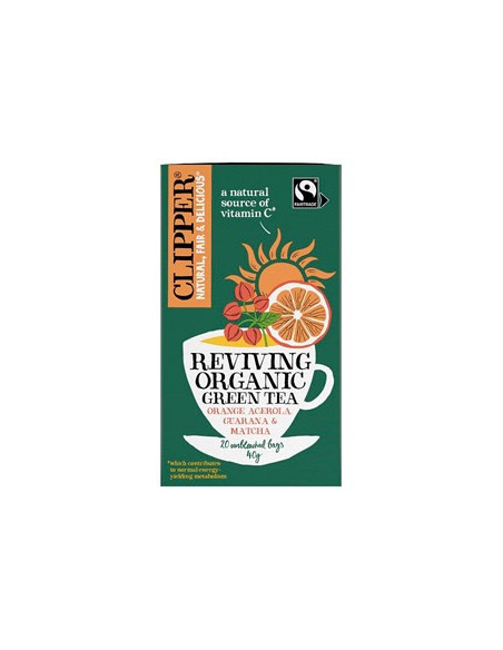 Herbata zielona z acerolą, guaraną i matchą Ożywienie Bio - 20x2g 40g - Clipper