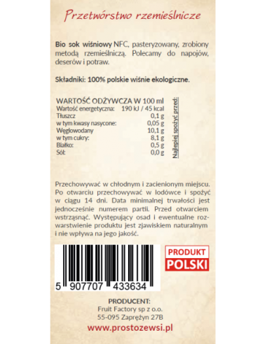 Sok wiśniowy - 375ml - Prosto ze wsi