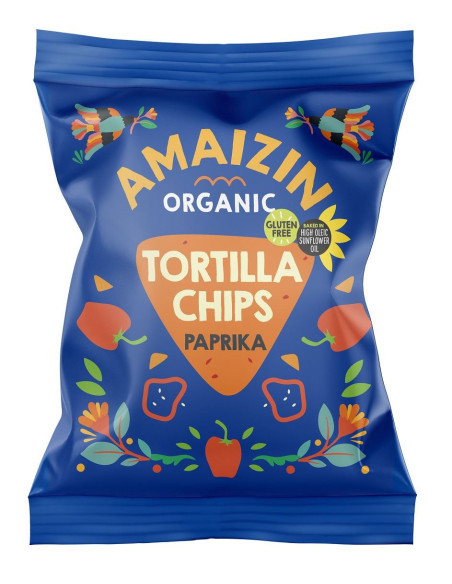 Chipsy tortilla kukurydziane paprykowe bezglutenowe bio - 75 g  - Amaizin