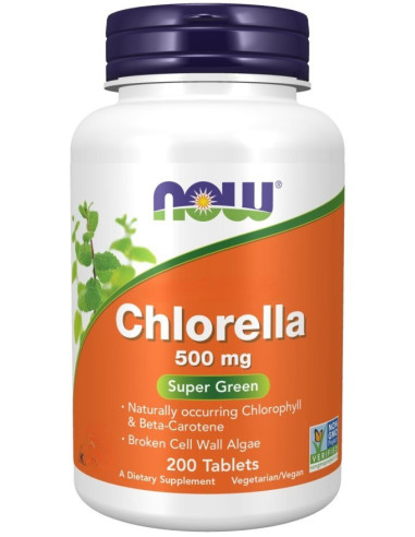Chlorella Super Green 500mg - 200kaps - Now Foods
