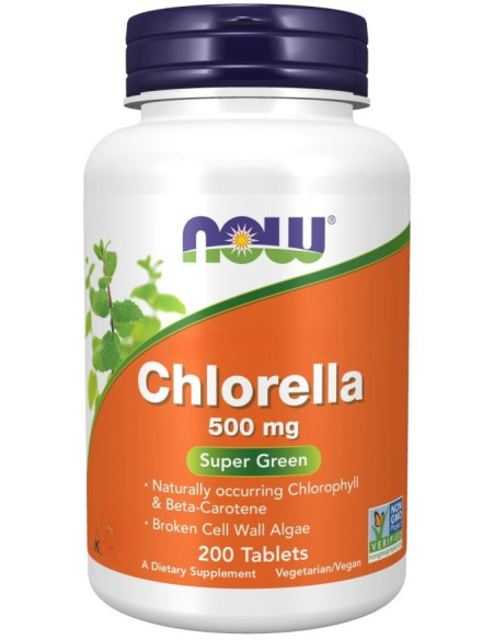 Chlorella Super Green 500mg - 200kaps - Now Foods