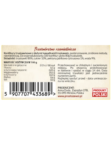 Konfitury truskawkowe z całymi owocami - 245g - Anna Duda