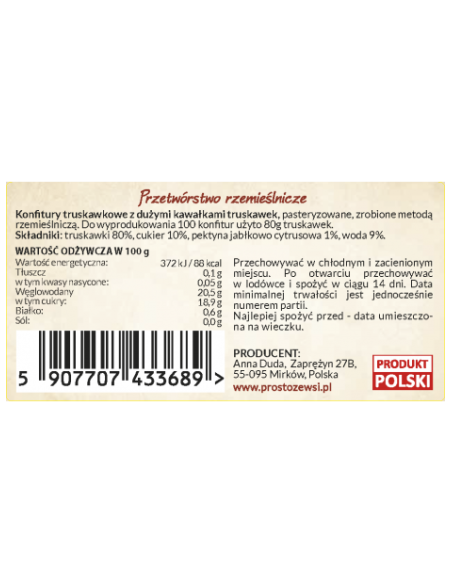 Konfitury truskawkowe z całymi owocami - 245g - Anna Duda