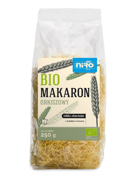 Makaron Orkiszowy z Kurkumą Nitki Złociste - 250g - Niro
