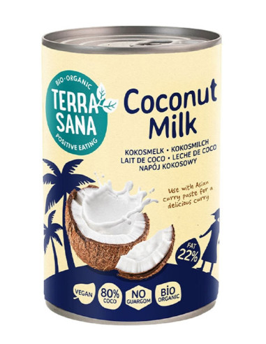 Napój Kokosowy Coconut Milk Bez Gumy Guar w Puszce 22% Tłuszczu Bio - 400ml - Terrasana