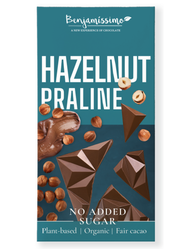 Czekolada z orzechami laskowymi bez dodatku cukru bezglutenowa bio - 60 g  - BENJAMISSIMO