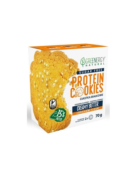 Ciastka proteinowe o smaku maślanym bez cukru 2 sztuki - 70g - Greenergy