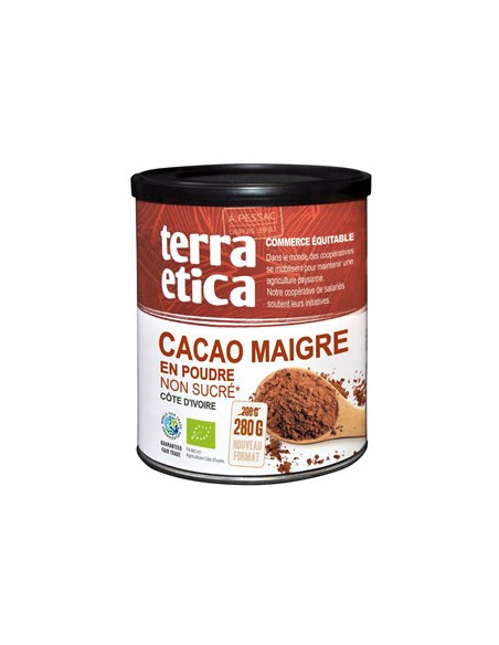 Kakao niskotłuszczowe w proszku  BIO - 280g - Terra Etica