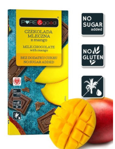 Czekolada mleczna z mango bez cukru - 75g - Pure&Good