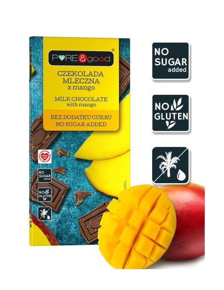 Czekolada mleczna z mango bez cukru - 75g - Pure&Good