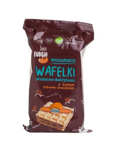 Wafle z kremem kakaowo-orzechowym słodzone daktylami Bio - 4x30g 120g - Super Fudgio