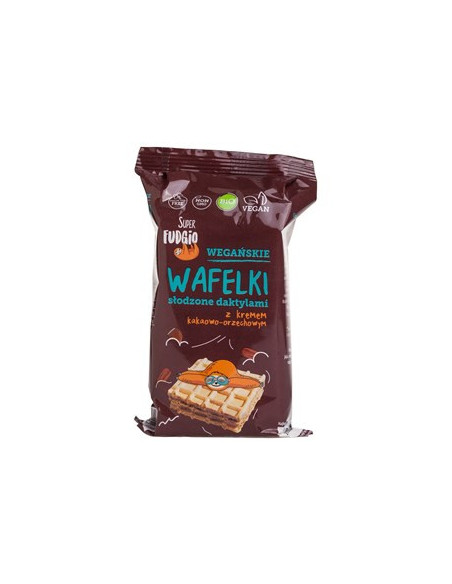 Wafle z kremem kakaowo-orzechowym słodzone daktylami Bio - 4x30g 120g - Super Fudgio