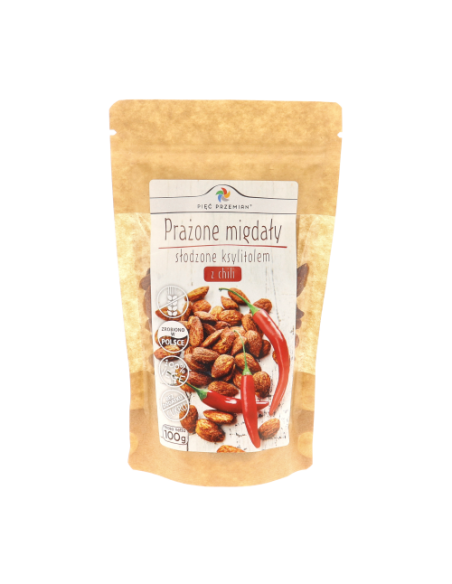 Prażone migdały z ksylitolem i chili - 100g - Pięć przemian