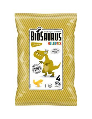 Chrupki kukurydziane o smaku serowym Dinozaury Bezglutenowe Bio - 4x15g - Biosaurus