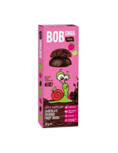 Przekąska Bob Snail jabłkowo-malinowa w ciemnej belgijskiej czekoladzie - 30g - Eco Snack