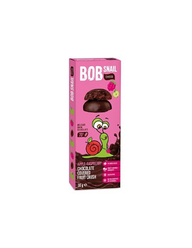 Przekąska Bob Snail jabłkowo-malinowa w ciemnej belgijskiej czekoladzie - 30g - Eco Snack