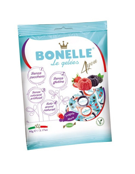 Żelki wegańskie jeżyna i truskawka bez cukru - 90g - BONELLE