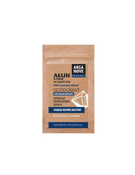 Ałun w pudrze do kąpieli stóp, dezodorant antybakteryjny Arganove - 25g - Maroko Produkt
