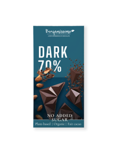 Czekolada gorzka 70% bez cukru bezglutenowa Bio - 60g - Benjamissimo