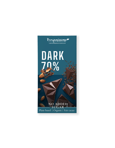 Czekolada gorzka 70% bez cukru bezglutenowa Bio - 60g - Benjamissimo