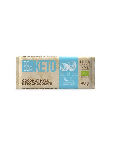 Czekolada keto kokosowa z olejem MCT bez cukru Bio - 40g - Cocoa