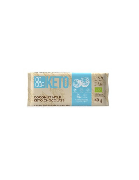Czekolada keto kokosowa z olejem MCT bez cukru Bio - 40g - Cocoa
