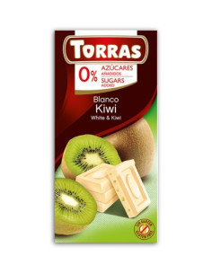 Czekolada białaz kiwi bez dodatku cukru - 75g - Torras