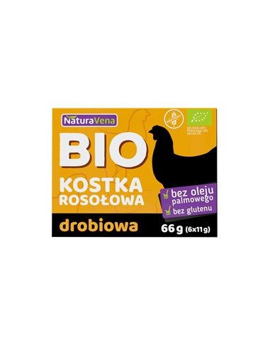Kostki drobiowe bulion bezglutenowe Bio 6 sztuk - 66g - Naturavena
