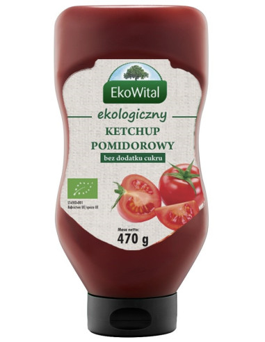 Ekologiczny ketchup pomidorowy bez cukru - 470g - EkoWital