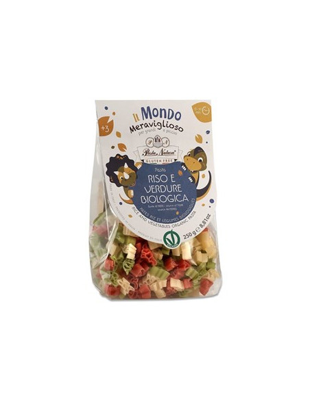 Makaron (ryżowy trójkolorowy) dla dzieci dinozaury bezglutenowy BIO - 250g - Pasta Natura